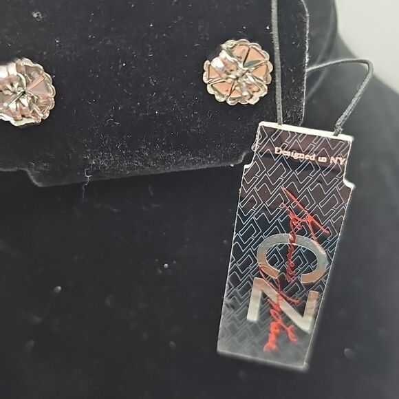 Earrings CZ's by Kenneth Jay Lane Silvertone Hardware Pierced Posts NWT - Picture 3 of 3